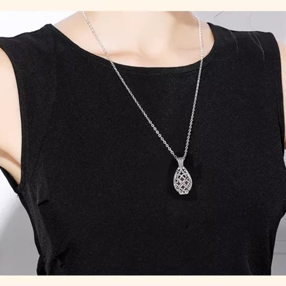 Celtic Knot Necklace Essential Oil Diffuser Teardrop Pendant Irish - Picture 4 of 7